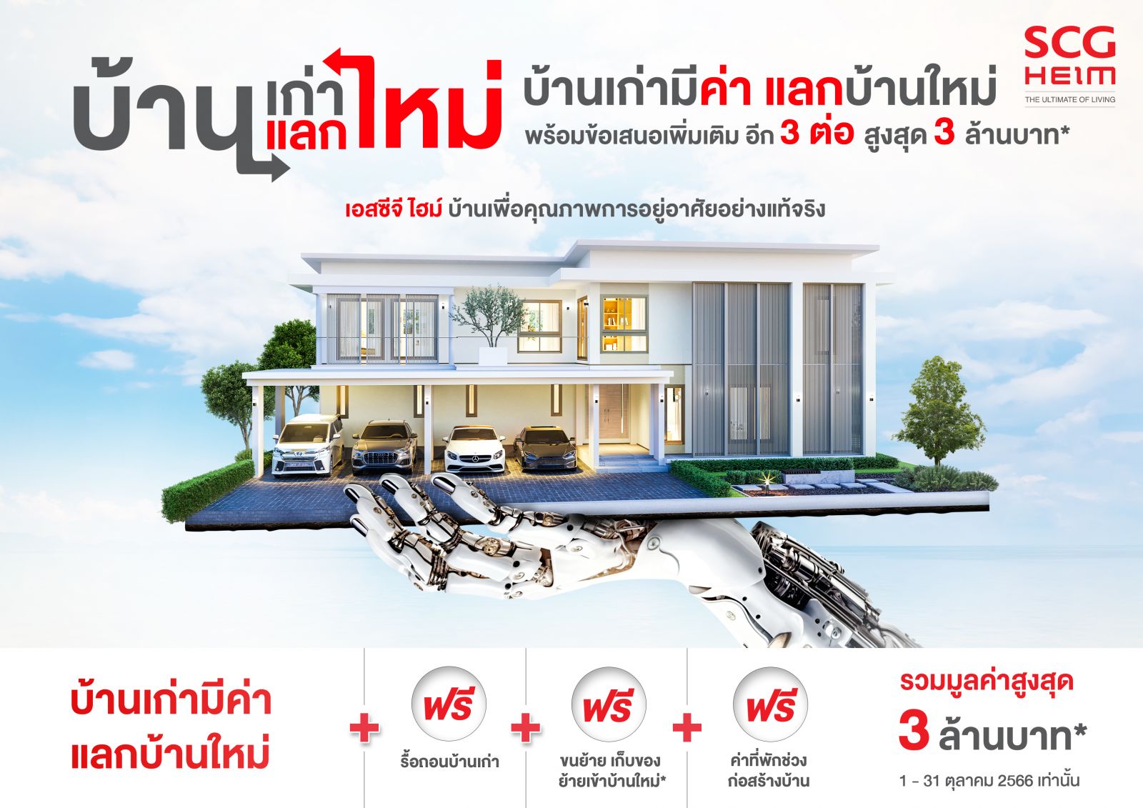 โปรโมชันบ้านเก่าแลกบ้านใหม่มูลค่าสูงสุด 3 ล้านบ้าน